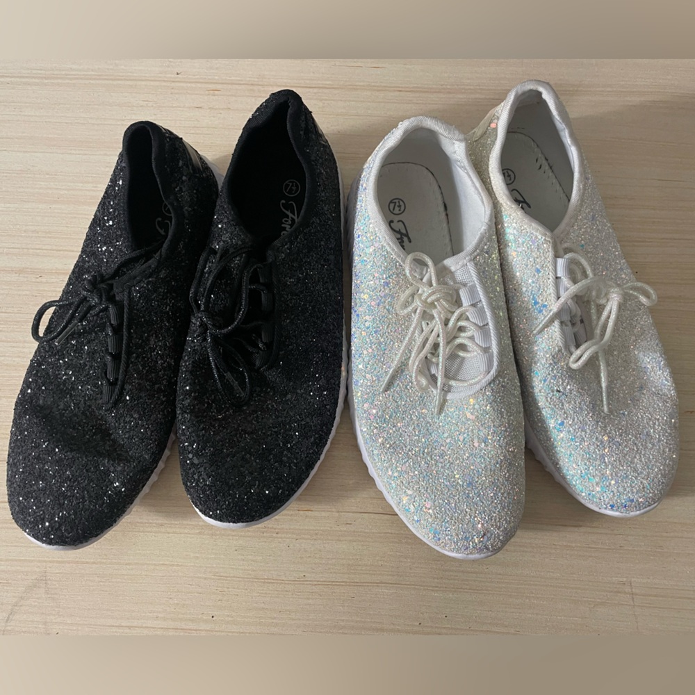 ✨LAST CHANCE ✨Bundle Glittery Black and White Women's Sneakers